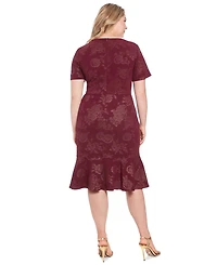 London Times Plus Side-Twist Flounce-Hem Sheath Dress