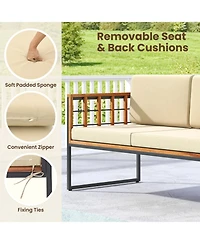 Sugift 4 Pieces Acacia Wood Outdoor Sofa Set