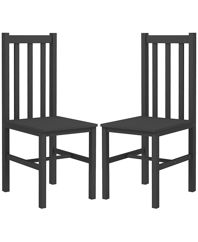 Homcom Farmhouse Armless Dining Chairs, Set of 2 with Slat Back, White