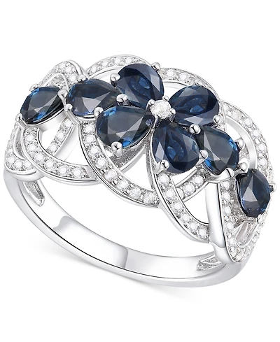 Emerald (2-1/4 ct. t.w.) & Diamond (1/4 ct. t.w.) Flower Openwork Ring in 14k Gold (Also in Ruby & Sapphire)