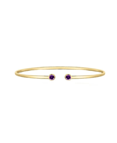 The Lovery Amethyst Open Cuff Bangle 14K Gold