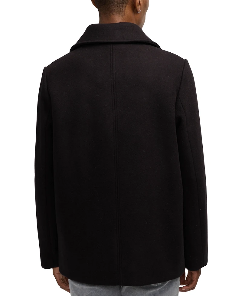 Scotch & Soda Men's Izak Double Breasted Peacoat with Removable Fleece Collar