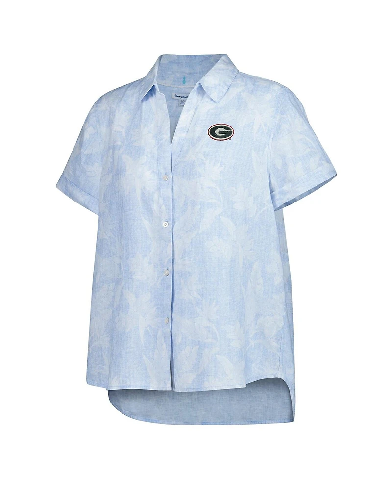 Tommy Bahama Men's and Women's Light Blue Georgia Bulldogs Legacy Leaves Camp Button-Up Shirt