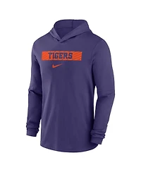Nike Men's Purple Clemson Tigers Sideline Hoodie Performance Long Sleeve T-Shirt