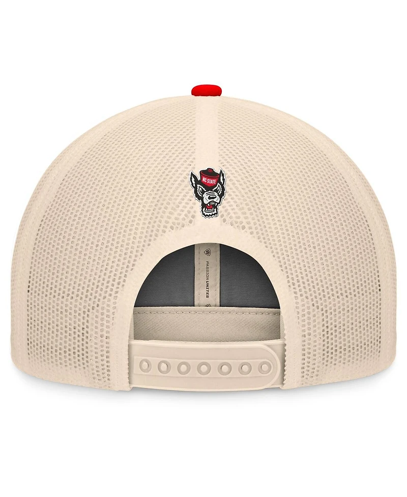Top of the World Men's Red/Natural Nc State Wolfpack Bennett Trucker Adjustable Hat