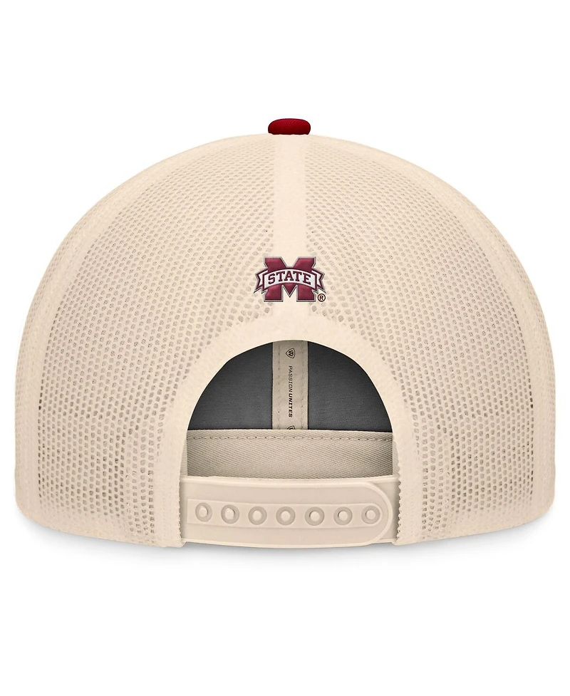 Top of the World Men's Maroon/Natural Mississippi State Bulldogs Bennett Trucker Adjustable Hat
