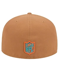 New Era Men's Tan Miami Dolphins Color Pack 59FIFTY Fitted Hat with Side Patch