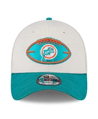 New Era Men's Stone/Aqua Miami Dolphins 2024 Sideline Historic 39THIRTY Flex Hat