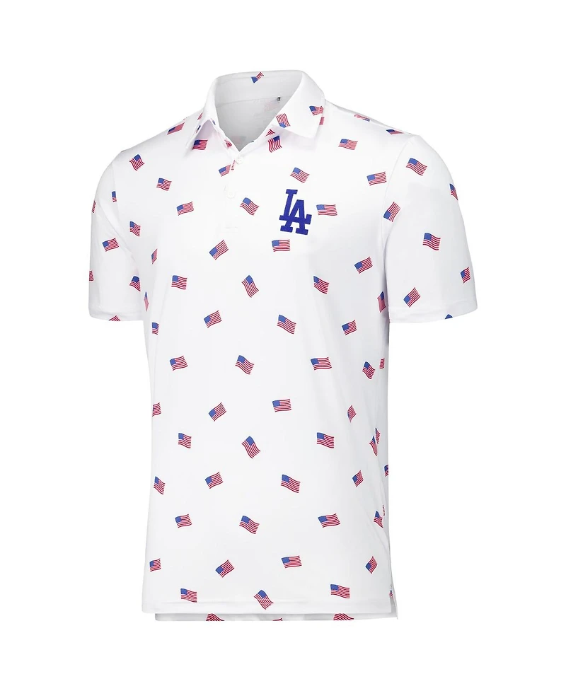 Antigua Men's White Los Angeles Dodgers Americana Polo