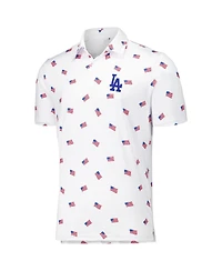 Antigua Men's White Los Angeles Dodgers Americana Polo