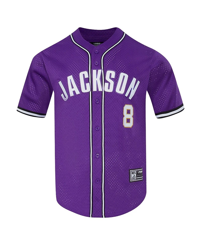 Pro Standard Men's Lamar Jackson Purple Baltimore Ravens Mesh Button-Up Baseball Jersey