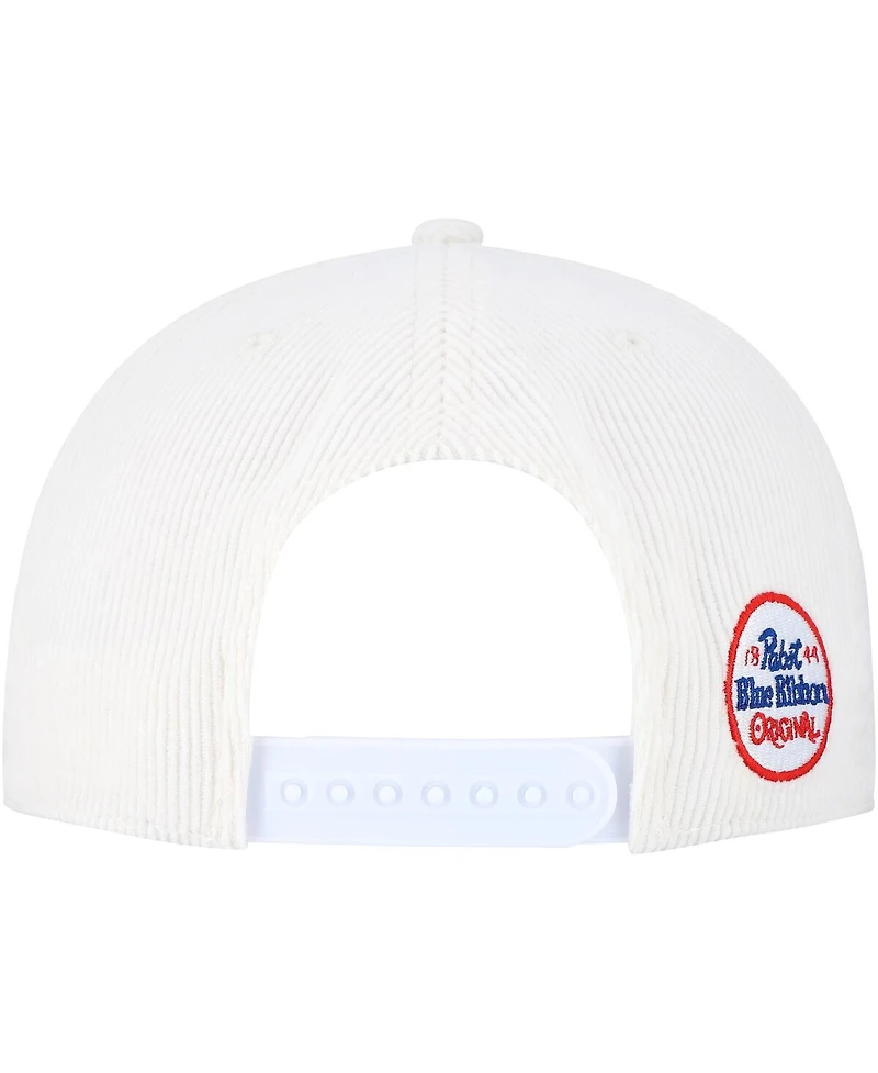 Lids Men's White/Navy Pabst Blue Ribbon Corduroy Rope Golf Snapback Hat