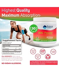 Trace Minerals Nac Powder with N-Acetyl L-Cysteine Amino Acids | 600 mg to Support Immune System and Normally Functioning Liver and Kidneys | Natural
