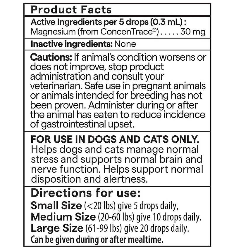 Trace Minerals Pet Calming Drops - Cat & Dog Supplement Drops for Relaxation Support - Pet Health Supplies with Magnesium from ConcenTrace