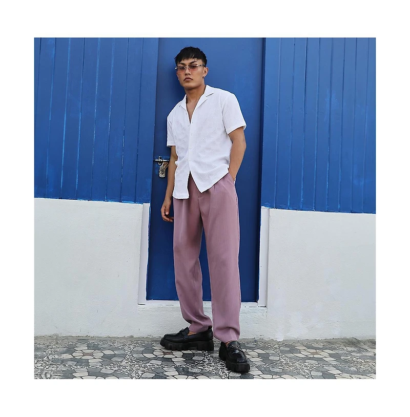 Men's Chalk White Creased-Check Shirt