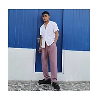 Men's Chalk White Creased-Check Shirt