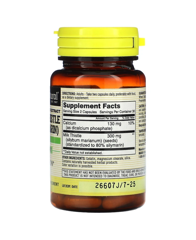 Mason Natural Milk Thistle (Silymarin) Standardized Extract