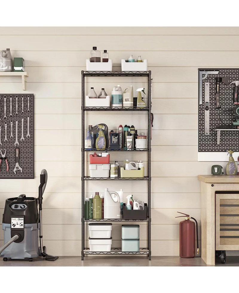 6-Tier Metal Storage Shelf Durable and Versatile Organizer for Home or Office