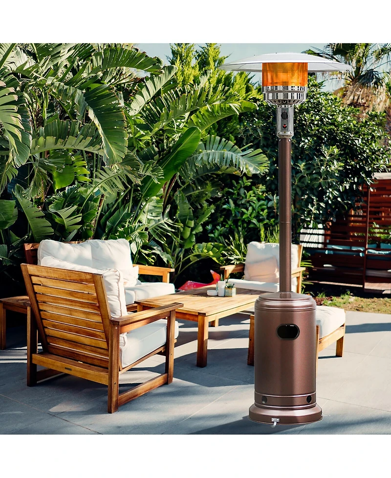 Costway 50000 Btu Propane Patio Heater Standing Steel W/ Wheels Bronze
