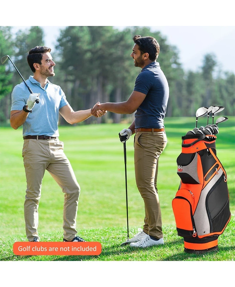 10.5 Inch Golf Stand Bag with 14 Way Dividers and 7 Zippered Pockets-Orange