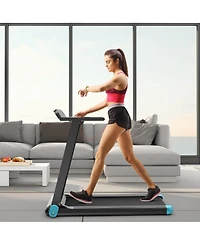 Vebreda Folding Electric Compact Walking Treadmill with App Control Speaker-Blue