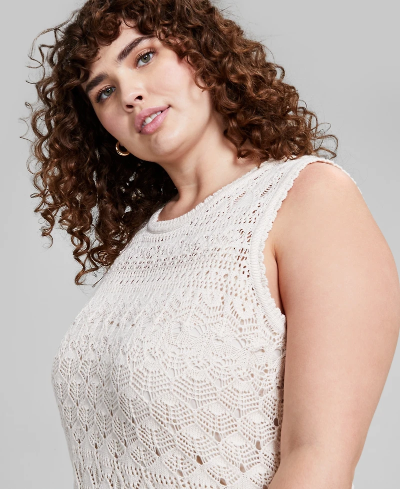 And Now This Trendy Plus Crochet Sleeveless Top, Created for Macy's