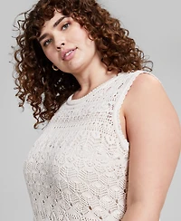 And Now This Trendy Plus Crochet Sleeveless Top, Created for Macy's