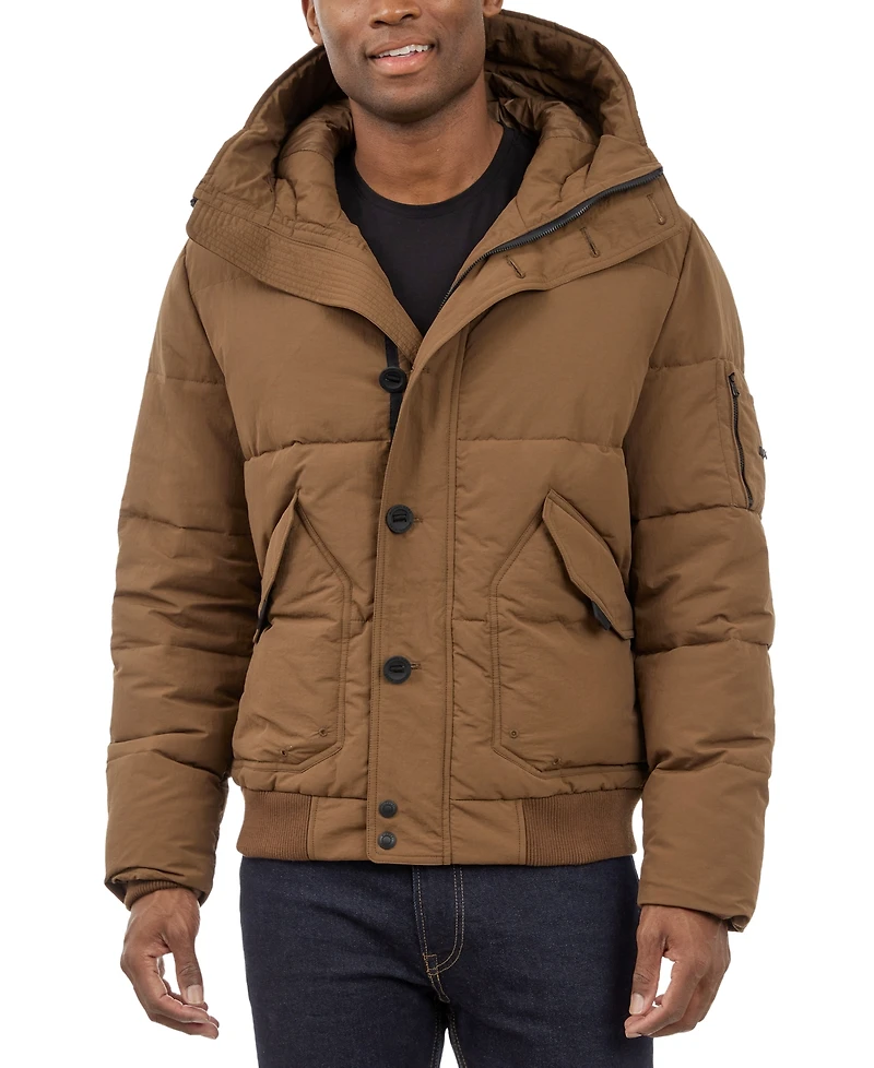 Michael Kors Men's Crinkle Nylon Heavy Short Snorkel Coat