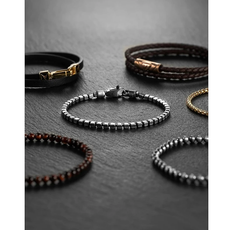 Vincero Men's Cushion Beaded Bracelet in Rhodium-Plated Sterling Silver