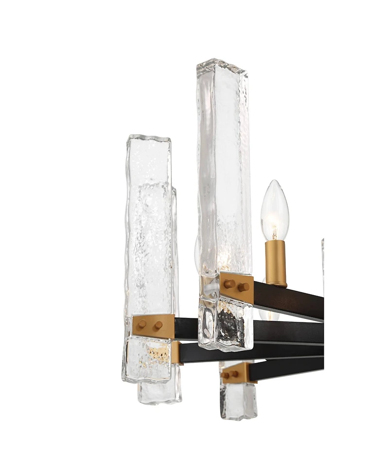 Possini Euro Design Daphne 32 1/4" Mid Century Modern Chandelier Ceiling Light Fixture Dining Room Over Table 12-Light Black Gold Finish