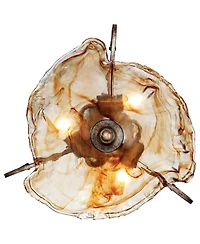 Franklin Iron Works Amber Scroll Rustic Ceiling Light Semi Flush Mount Fixture Golden Bronze 20 1/4" Wide Art Glass for Bedroom Kitchen Living Room Ha
