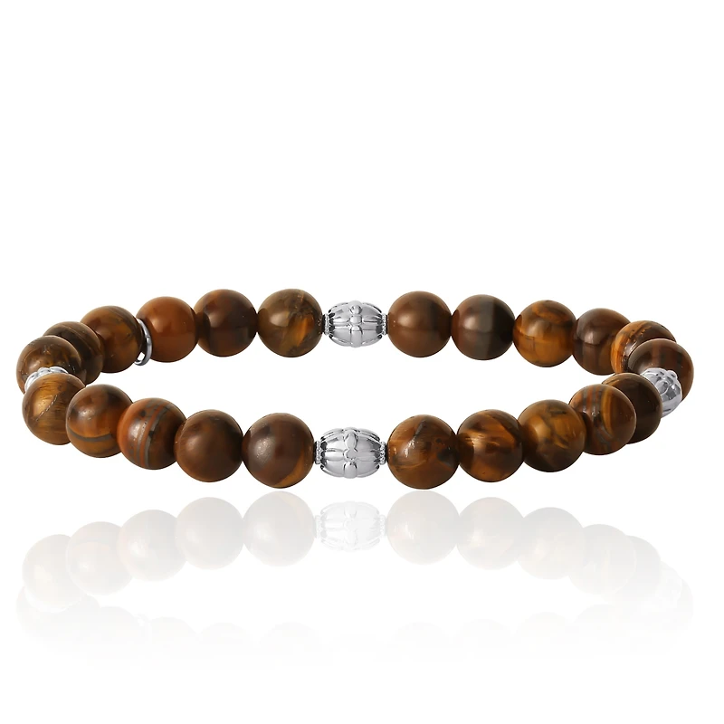 Lucky Brand Tigers Eye Beaded Elastic Bracelet