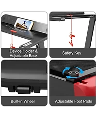 Vebreda Folding Electric Compact Walking Treadmill with App Control Speaker-Red
