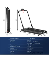 2-in-1 Folding Treadmill with Remote Control and Led Display-Black