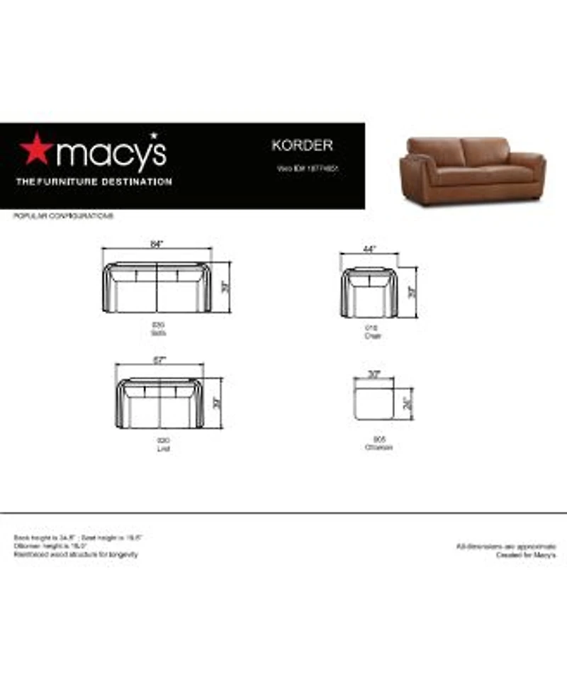 Closeout Korder Leather Sofa Collection Created For Macys