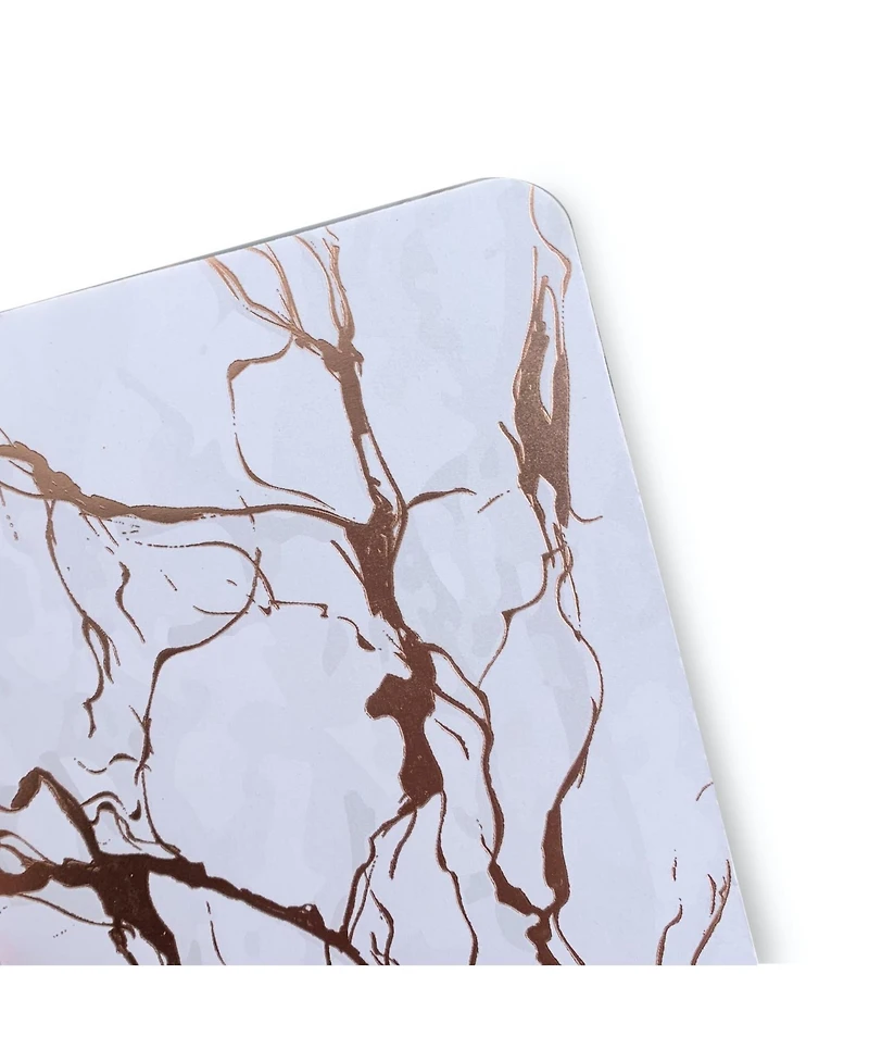 Dainty Home Marble Cork Table Set With 8 Foil Printed Marble Granite Designed Thick Cork Textured 12" x 18" Rectangular Placemats and 8 Square Coaster