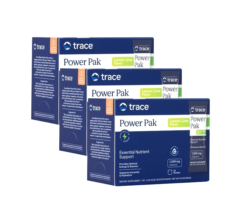 Trace Minerals | Power Pak Electrolyte Powder Packets | 1200 mg Vitamin C, Zinc, Magnesium | Boost Immunity, Hydration and Natural Energy | Lemon Lime