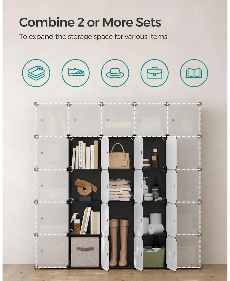 Slickblue Set of 16 Durable Plastic Storage Cubes for Versatile Organization and Space Saving