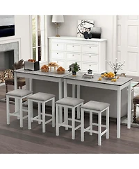 3 Pcs Bar Table Set Dining Table & 2 Pvc Leather Upholstered Bar Stools