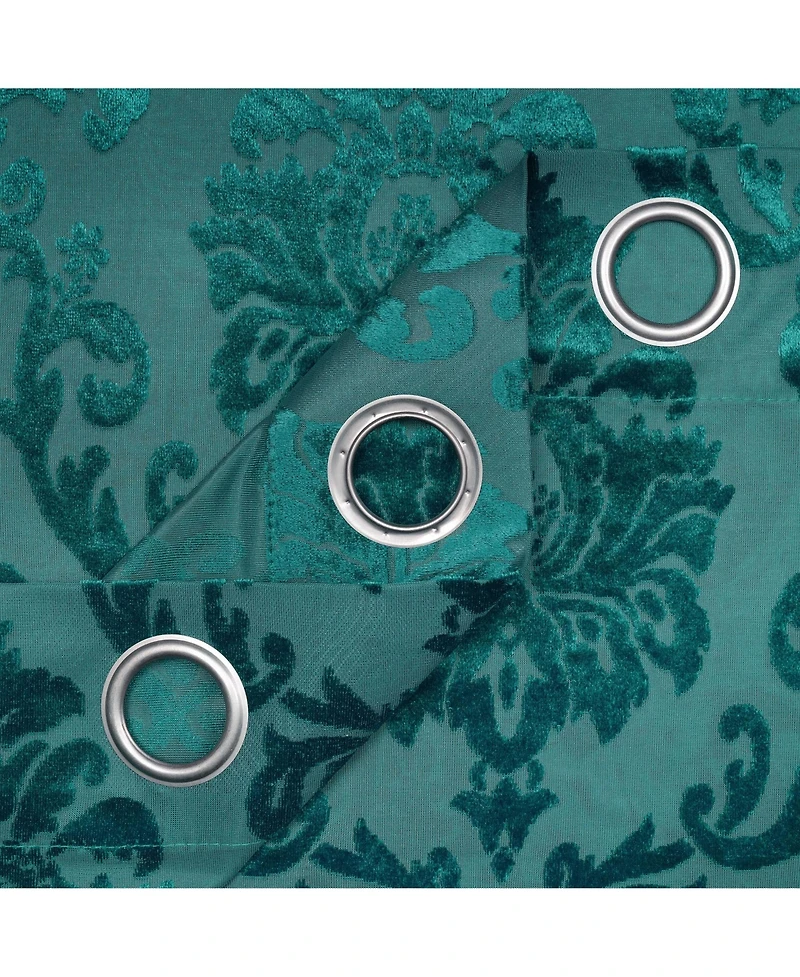 Chanasya Premium Devore Sheer Grommet Curtains - Classy, Light Filtering Drapes for Living Room or Bedroom - 52" x 108" - Blue, 2 Panels