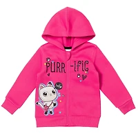 Gabby's Dollhouse Little Girls Dreamworks Gabbys Pandy Paws Zip Up Fleece Hoodie Graphic T-Shirt and Leggings 3 Piece Outfit Set Toddler|Chi