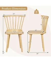 Costway Rubber Wood Windsor Dining Chairs Set of 2 with Spindle Back for Living Room
