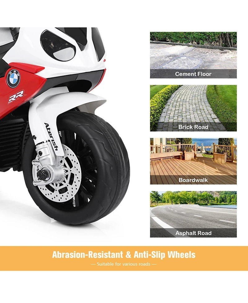 Sugift 6V Kids 3 Wheels Riding Bmw Licensed Electric Motorcycle-Red