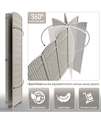 Sorbus 4 Panel Room Divider Panel, 6 ft. Tall Extra Wide Double Hinged Panels - Folding Privacy Screens Gray Line