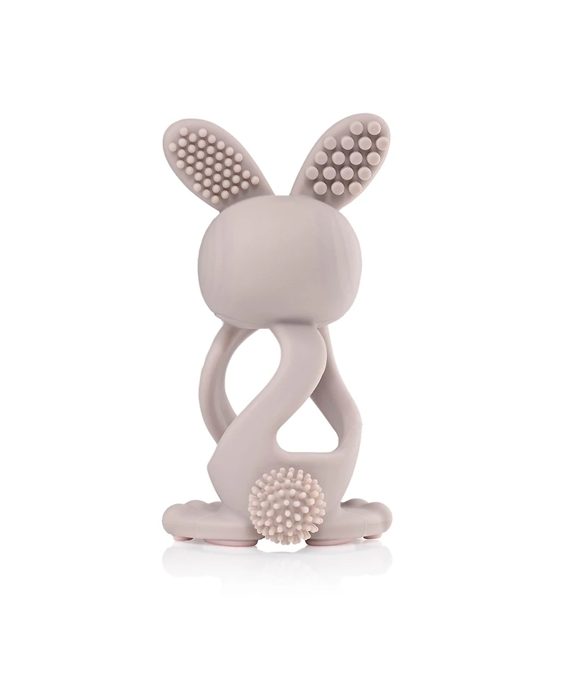 Brush-Baby Bobbie Bunny Baby Teether Toy Cappuccino Grey | Twist & Bounce Teething Toy