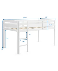 Gymax Twin Loft Bed Wooden Slats Support Frame w/ Ladder & Guardrails Espresso