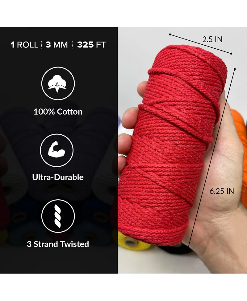 Hippie Crafter 100% Cotton Macrame 3mm Cord Pink
