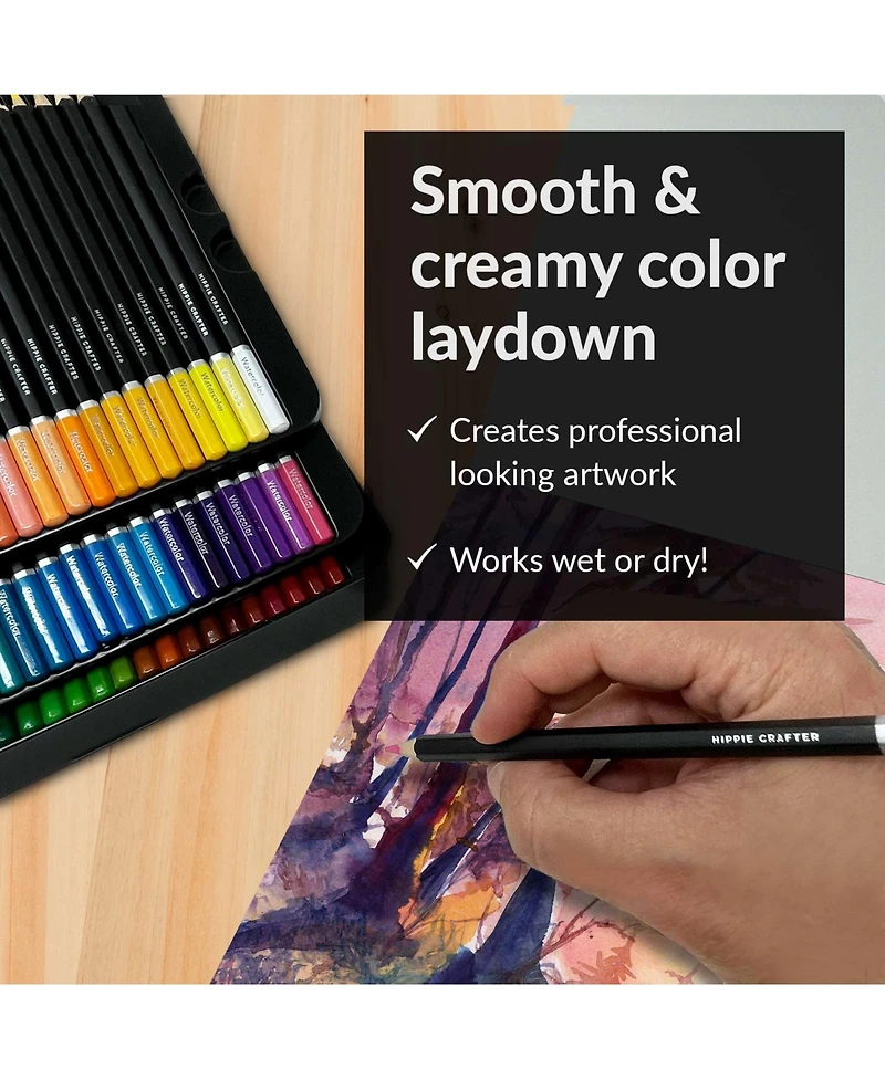 Hippie Crafter 72 Watercolor Pencils Set