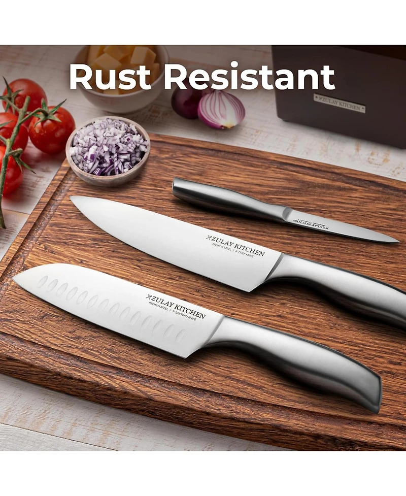 20-Piece Stainless Steel Kitchen Knife Set with Built-in Sharpener