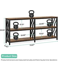 Tribesigns 70.9" Long Console Table with Storage Shelves, Industrial 3-Tier Sofa Table for Living Room, Foyer Table Entryway Table for Hallway, Front